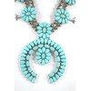 Skelapparel Southwestern Style Round Naja Blue Squash Blossom Statement Necklace