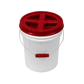 White 5 Gallon Bucket with Red Gamma Seal Lid and Red Oversized Ergonomic Grip