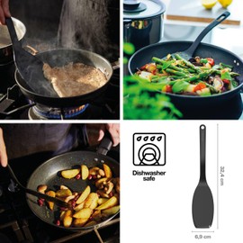 Fiskars Pfannenwender mit dünner und flexibler Spitze, Ideal für Omeletts und Pfannkuchen, Kunststoff, Länge: 32 cm, Functional Form, Schwarz, 1023612