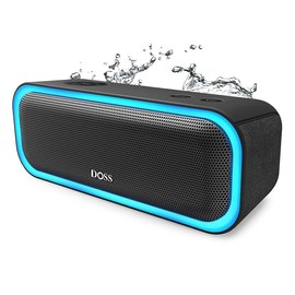 DOSS SoundBox Pro Bluetooth Speaker with 20W Stereo Sound,Active Extra Bass,IPX6,TWS,Multi-Colors Lights,Audio,Bluetooth connectivity for smartphone - Color: Grey Speaker
