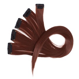 CAISHA 22'' 5 Pieces Colorful Highlights Clip In Extensions Hair Extension Straight Long Hairpiece Reddish Brown BST127