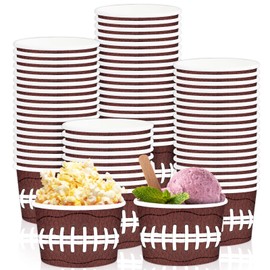 gisgfim Football Birthday Party Snack Chili Bowls Supplies for 50 Guests Disposable 9 oz Football Serving Snack Bowl Paper Snack Bucket Treat Cups for Football Fans Sports Events Food Party