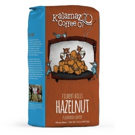 KALAMAZOO COFFEE COMPANY Hazlenut Whole Bean Coffee - Filbert Hills Flavored Coffee | 12oz Bag (1 Pack)
