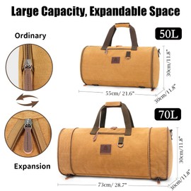 Canvas Duffle Bag for Travel Duffle Bag for Men 50L-70L Large Duffle Bag Weekender Overnight Bag Expandable Duffel Bag Vintage Carry On Bag for Men…