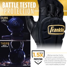 Franklin Sports Baseball Hand + Wrist Guard - PRT LG Series Adult Hand + Wrist Protector for Batting - Protective Hand, Wrist Shield - Right + Left Hand Hitters - Black + Gold - One Size - Adult