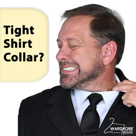 Collar Extenders for Mens Shirts (Soft Elastic Design 5-Pack) Neck Relief for Tight Collars for Dress Shirts - White Button Expanders by Wardrobe Hackers