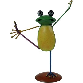 GURU SHOP Decorative Frog, Yoga Frog, Colourful Metal, Design 2, Multi-Colour, 23 x 19 x 8 cm, Animal Figures