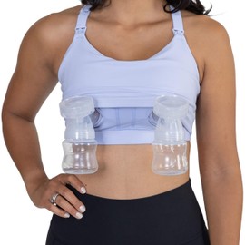 Cadence Nursing & Pumping Bra - Small in Ice Blue - Hands-Free Pumping Bra Compatible to All Standard Pump Flanges & Wearable Pumps - Breastfeeding Bra with Adjustable Nursing Clips, Band and Straps