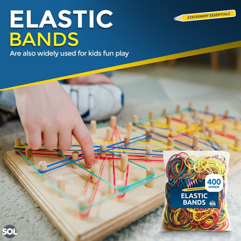 400pk SOL Elastic Bands | Rubber Bands Assorted Sizes |