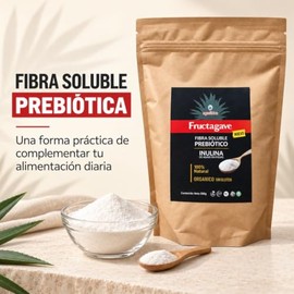 Inulina de Agave en Polvo Fructagave 500 g, Fibra Soluble Prebiótica, 100% Natural, Orgánica y Sin Gluten