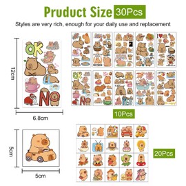 30 Pieces Cartoon Capybar Stickers, Temporary Tattoo Stickers For Children, Waterproof Tattoo Stickers, Party Decoration Tattoo Stickers.