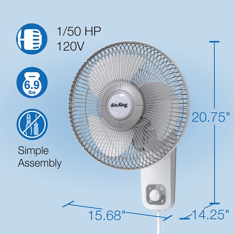 Air King 9012 Commercial Grade Oscillating Wall Mount Fan, 12-Inch