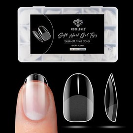 Modelones Extra Short Oval Round Nail Tips -510Pcs Soft Nail Tips for Gel Extensions Pre-shaped Half Matte Full Cover Clear Acrylic Gel Kit False Press on Nails Manicure Salon DIY at Home 15 Sizes