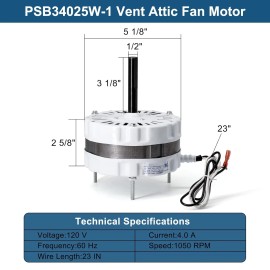 97009317 Attic Fan Motor Replace for Broan 69317, S97009317, 99080267,F0516