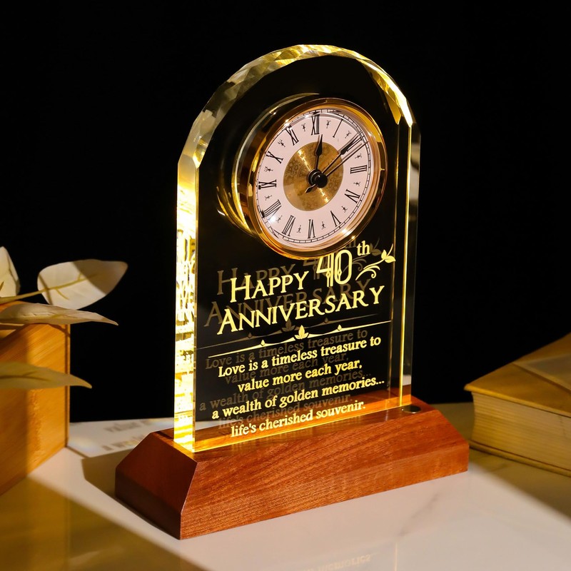 YWHL 40th Wedding Anniversary Clock Gifts for Parents, 40 Years