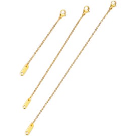 Altitude Boutique 18k Gold Plated Necklace Extenders | Delicate Necklace Extender Chain Set for Women | 3 Piece Set, Hypoallergenic Extensions 2”, 4”, 6” Inches in Gold, Rose Gold, or Silver (Gold)