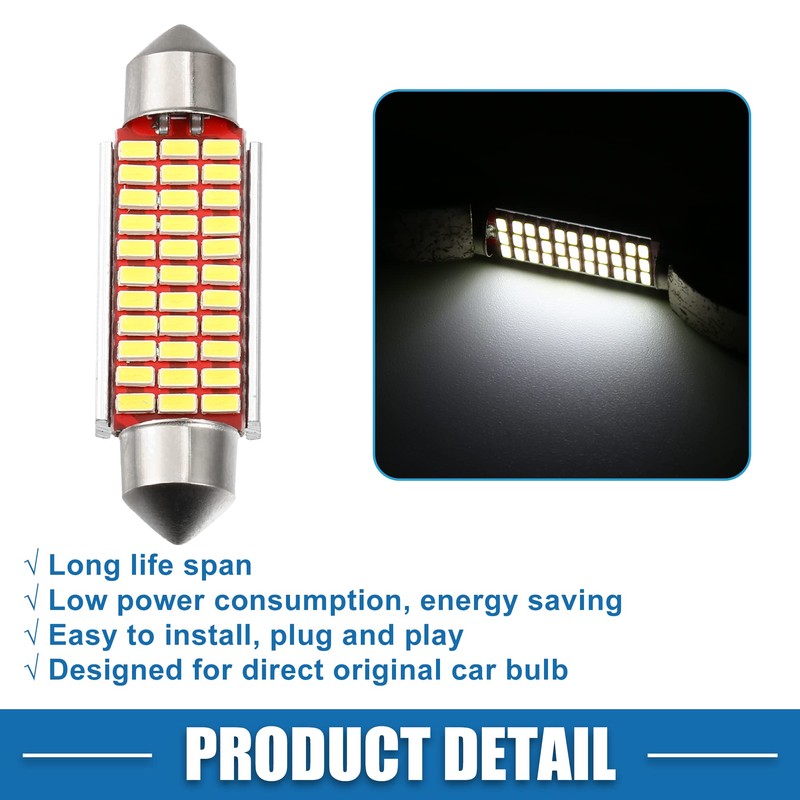 X AUTOHAUX LED Festoon Light White 41mm 211 212 33SMD