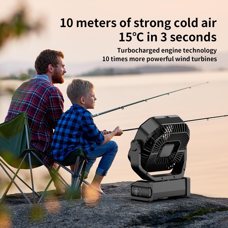Socool Camping Fan with Light - 20000mAh Rechargeable Battery Fan,