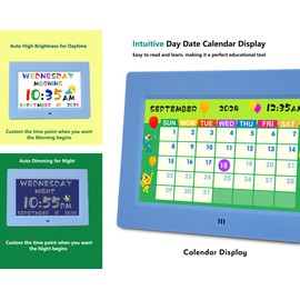 2025 New, Talking Alarm Clock with 24 Alarms Custom Reminders, Checklist to-Do List, Auto DST & Calendar Display, Sleep Trainer, Easy to Use for Kids Birthday Gift (Blue with Remote)