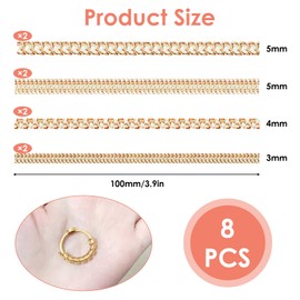 8 Pcs Ring Size Adjusters - 2 Sets of 4 Sizes, Invisible Ring Adjusters for Daily Wear, Loose Ring Size Adjusters Fit Almost Any Ring, Resize, Tighten and Secure Your Favorite Jewelry (Gold)