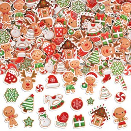 JarThenaAMCS 480Pcs Christmas Gingerbread Man Foam Stickers Red Green Cartoon Mixed Self-Adhesive Sticker Decals for DIY Art Crafts Winter Holiday Party Supplies