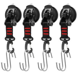 Wkmamo Pack of 4 Suction Cup Anchor, Car Suction Cups, Suction Cups, Camping with Attachment Hooks, Tying Up, with 8 S Hooks, for Car Suction Cup, Awnings