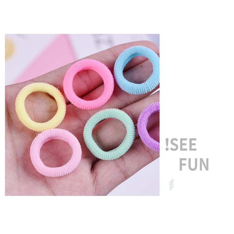 FEIFEI'S BOW 100 Mini Multicolor Hair Ponios Endless Elastics Bobbles