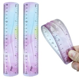 Hitefu 2 Pcs Plastic Flexible Ruler, 8 Inch Colorful Bendable Ruler Shatterproof Straight Edge, for School Classroom, Office, Students & Adults (20 cm)