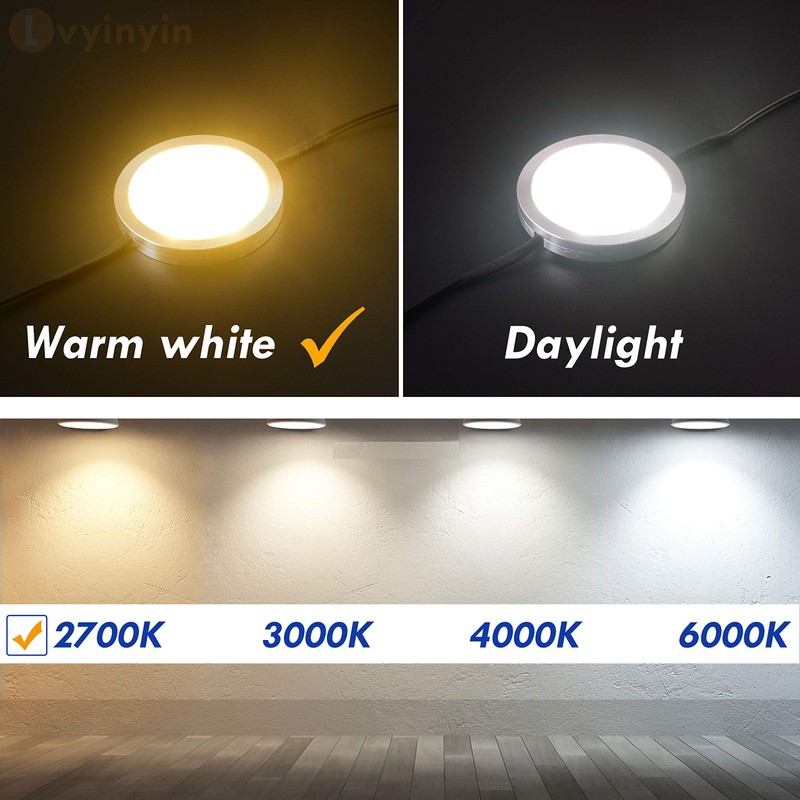 Lvyinyin LED Under Cabinet Lighting Linkable Kit, Wireless Dimmable Puck