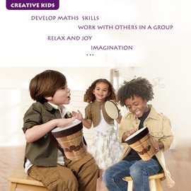 Wooden Musical Instruments Set for Kids, Percussion Natural Wooden Music Kit with Bongo Drums for Baby, Preschool Music Education, Toddler Musical Toys