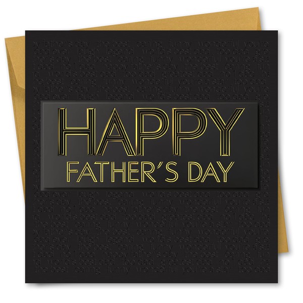 Father's Day Card. Gold and Black Design. Card with Envelope.
