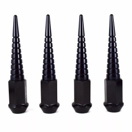 VMS RACING 20x BLACK SPIRAL SPIKES 112MM 14X1.5 FORGED STEEL LUG NUTS FOR DODGE CHARGER