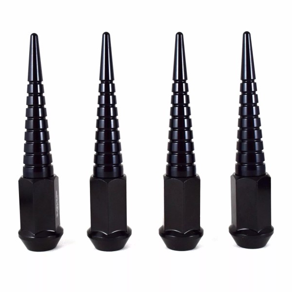 VMS RACING 20x BLACK SPIRAL SPIKES 112MM 14X1.5 FORGED STEEL