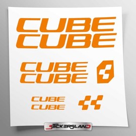 Sticker Set Compatible with Frame MTB Mountain Bike and Helmet | Decals Stickers for Bicycle Lettering Logos | Stickersland® - CB (Orange Matte)