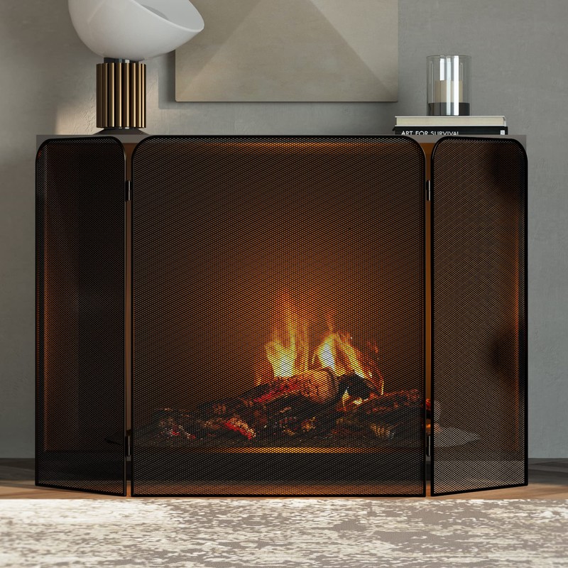 Fire Beauty 3-Panel Metal Fireplace Screen for Fireplace Fire Spark