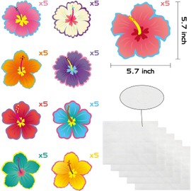 BeYumi 45 Pcs Back to School Luau Hibiscus Flower Cutouts Bulletin Board Decorations Set Creative Wall Decals Art Décor for Classroom School Summer Tropical Hawaiian Themed Birthday Party Baby Shower