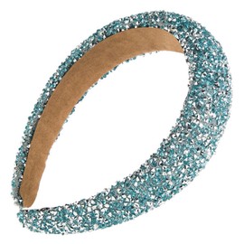 scicent Wedding Hair Accessories Glitter Rhinestone Headband for Party Crystal Embellished Hair Bands for Girls Fashion Wide Fabric Hairbands Bridal Head Hoop for Brides and Bridesmaid - 25429