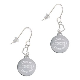 Delight Jewelry Stainless Steel Disc Class of 2023 Small Heart French Earrings