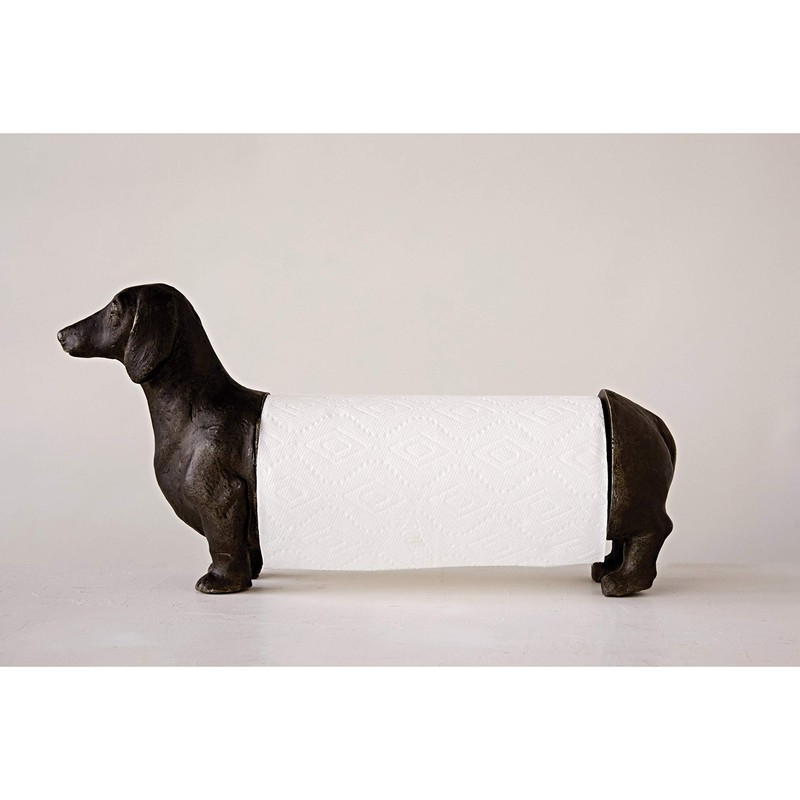 Creative Co-Op Antiqued Bronze Dachshund Dog Paper Towel Holder