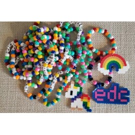 EDC Raver Kandi Kit! 20 Custom Worded Kandi & 3 Cute Perlers EDM Life
