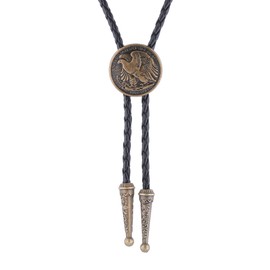 Btilasif Bolo Tie for Men, Vintage American Eagle Western Cowboy Tie Leather Necklaces Neckties, Western Accessories for Women Men, Bronze
