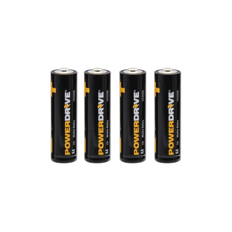 PowerDrive AA Alkaline Battery PD4AA 4-Pack Double A Batteries