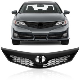 PIT66 Grille Front Upper Bumper Grille Guard Matte Mesh Front Mesh Cover Compatible with 2012 2013 2014 Toyota Camry SE XSE Black 5310106340C0, TO1200354