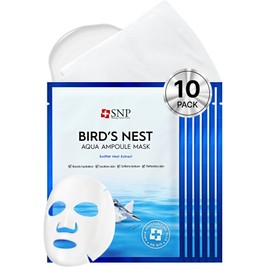 SNP Shining Nature Purity [K Beauty Snp] Bird's Nest Ampoule Sheet Mask | Hyaluronic Acid Sheet Mask | Maximum Hydration and Protection for All Dry Skin Types | Korean Skincare Facial Mask | 10 Sheets