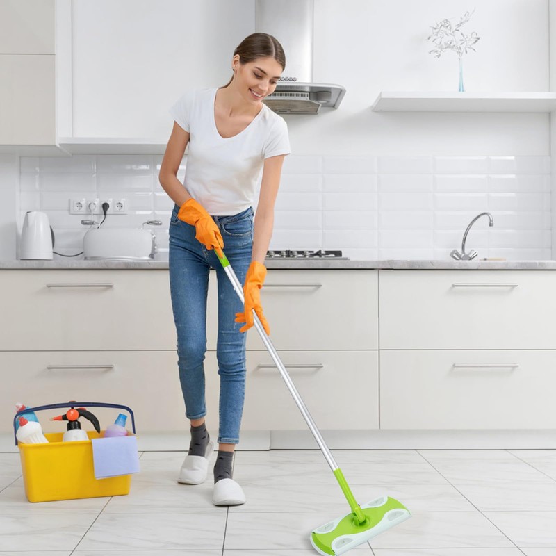 Mop Handle Compatible with Swiffer, Detachable Green Extra Long Mop