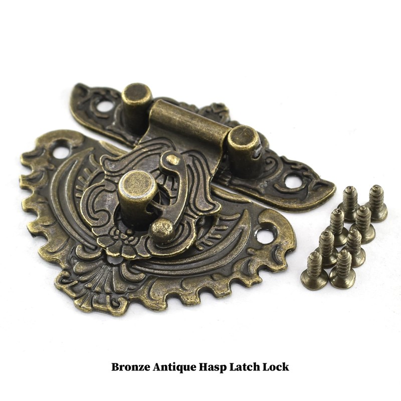 Antique Engraved Decorative Hasp Latch Hasp Hinges and Box Corner