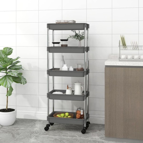 Udorich 5-Tier Kitchen Trolley for Streamlined Organization, Space-Saving and Mobile