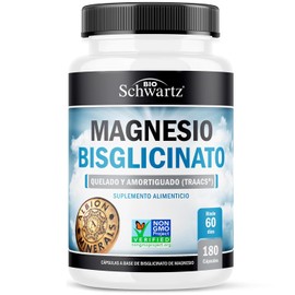 Bisglicinato de Magnesio 100% Quelado – Suplemento de Magnesio de Máxima Absorción – Sin Efecto Laxante – Sin OMG –180 Cápsulas