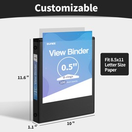 SUNEE 3 Ring Binder 1 Inch 1 Pack, Clear View Binder Three Ring PVC-Free (Fit 8.5x11 Inches) for School Binder or Office Binder Supplies, Purple Binder