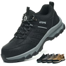 KTDYG Safety Shoes Work Shoes Men Women Lightweight Sporty Steel Toe Cap Shoes Breathable Non-Slip with Steel Toe Cap 37-46 EU, black, 40 EU
